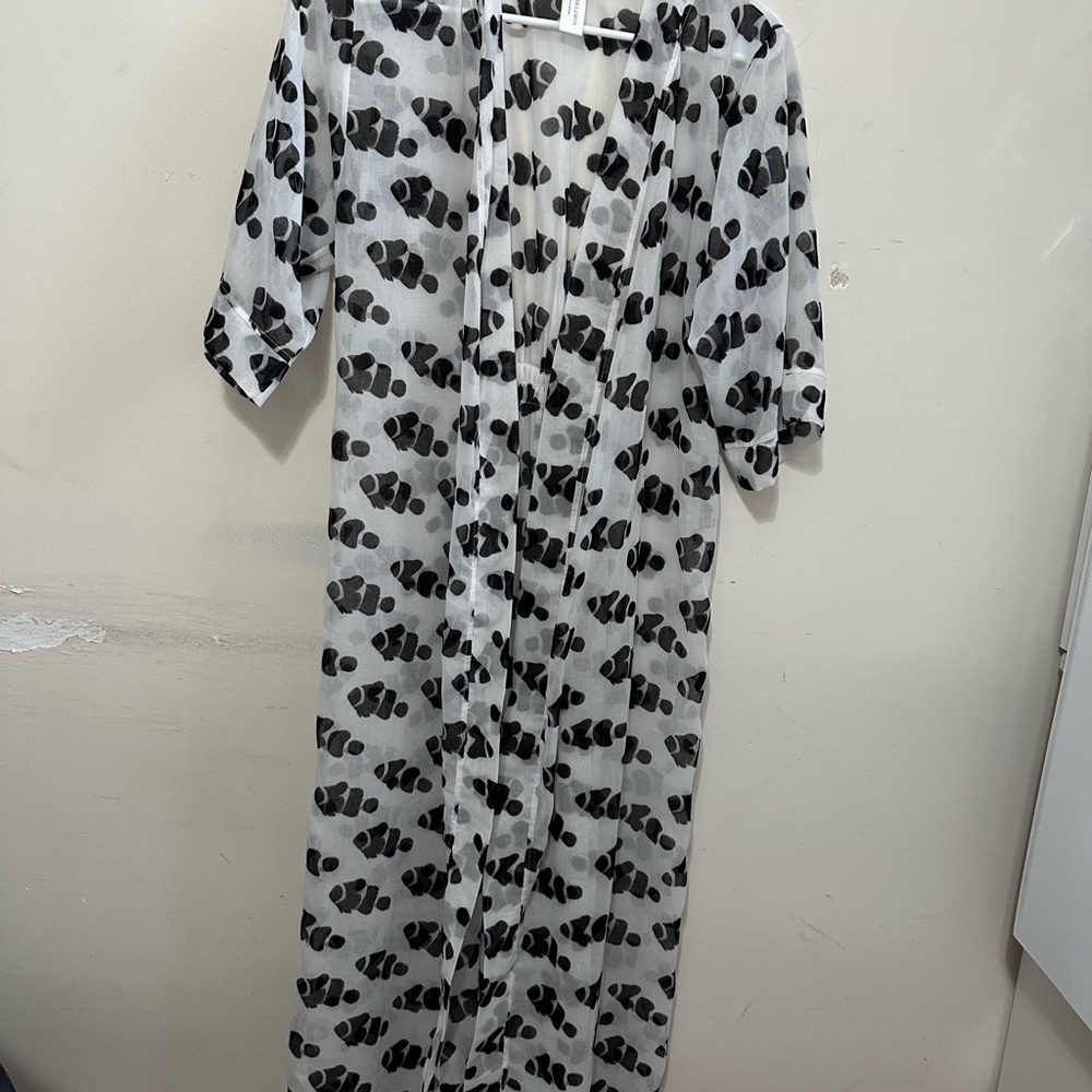 verdelimon Women’s Swimwear Cover Up Black and White Print